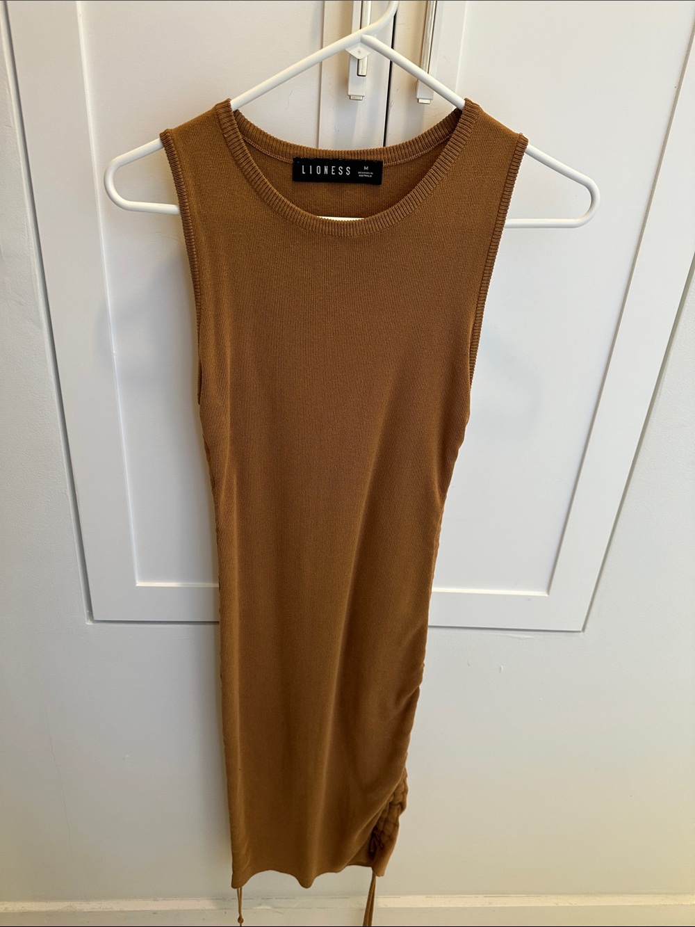 Lioness Ribbed Tank Dress in Warm Brown